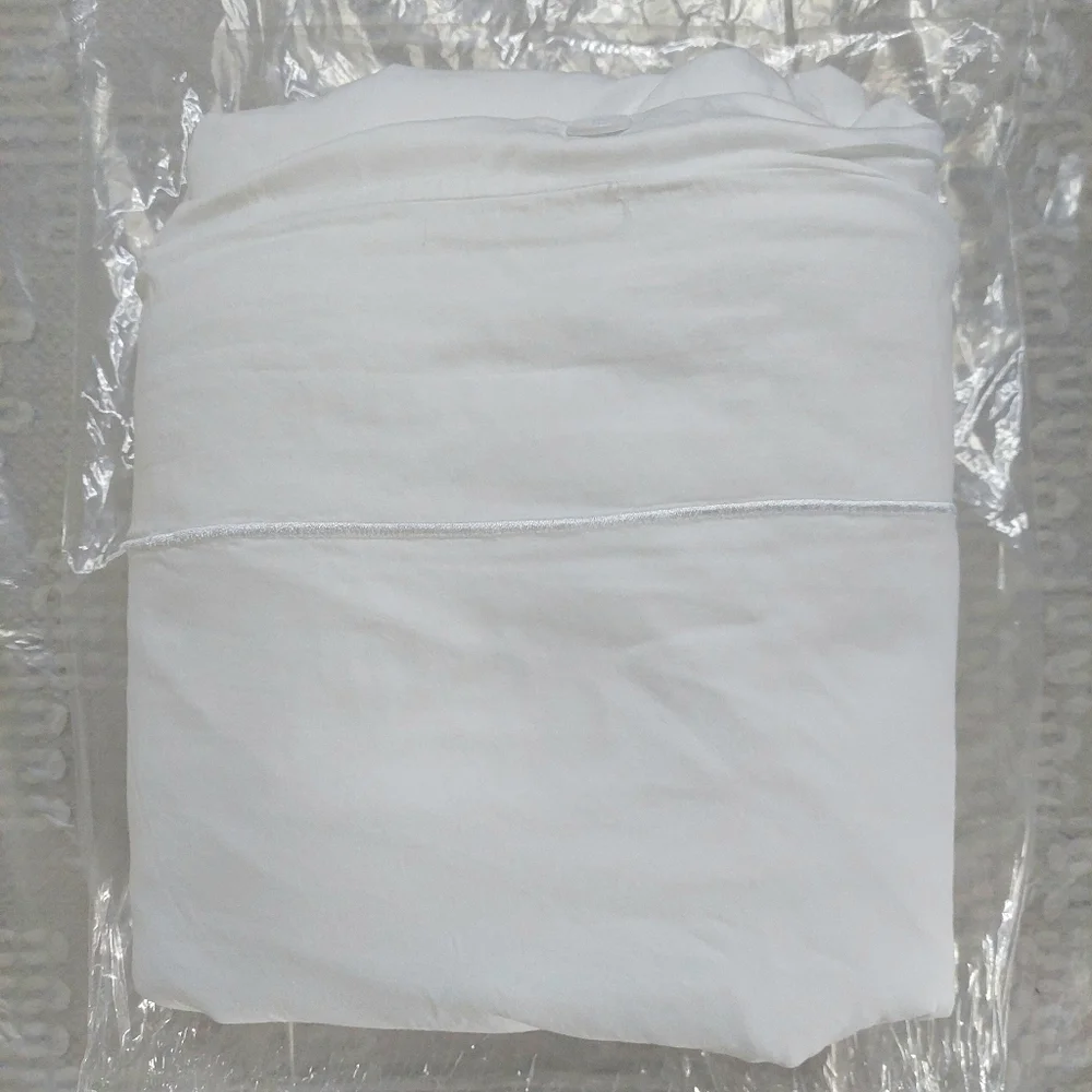 Quince 100% Organic Sateen White Embroidered Cotton White Duvet Cover! King(112)